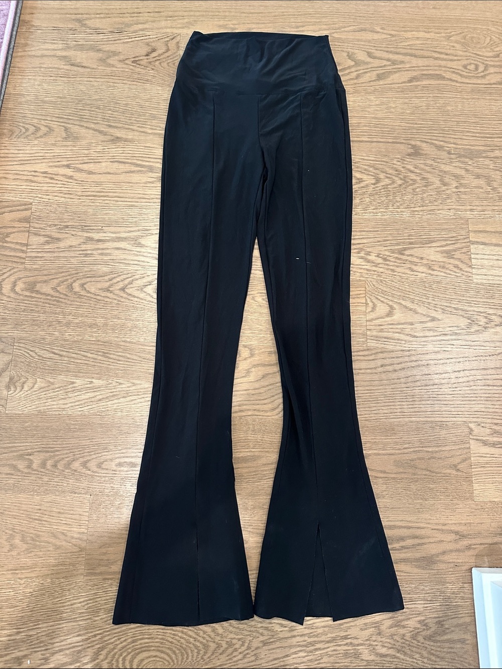 Norma Kamali Black Flare Pants with Front Slits